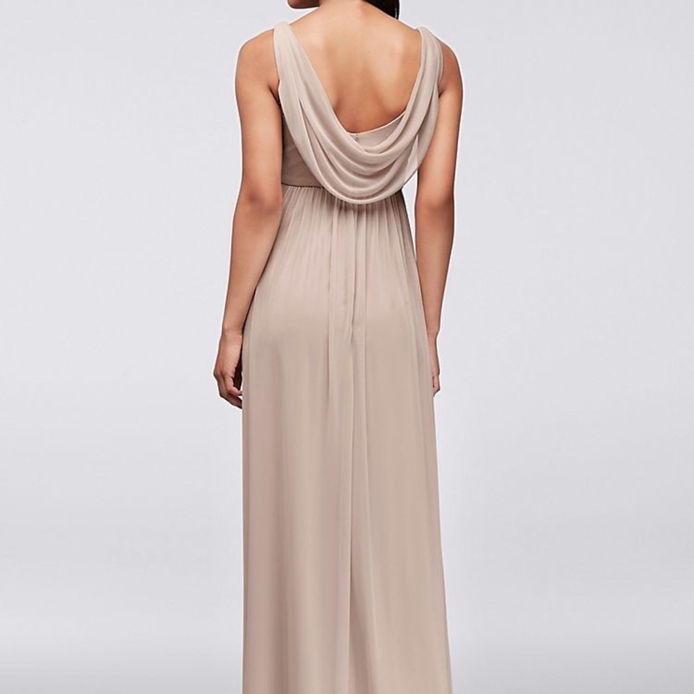 LONG MESH DRESS WITH COWL BACK DETAIL